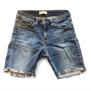 dark blue denim shorts